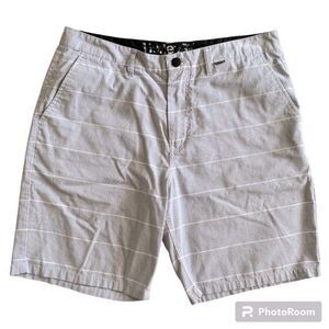 Hurley Men's Shorts - Size 34 - Light Gray Blue with Stylish White Stripe